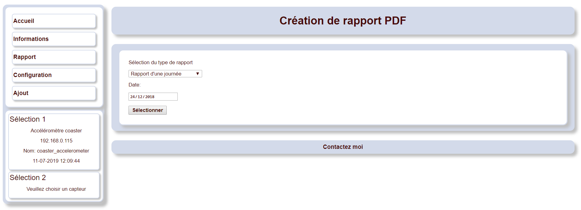 web page to create report